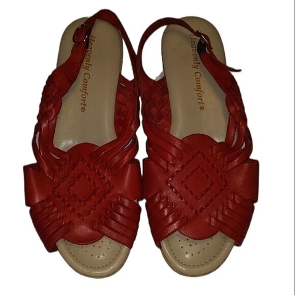 ‎Heavenly Comfort Red woven  leather sandals - Picture 1 of 10